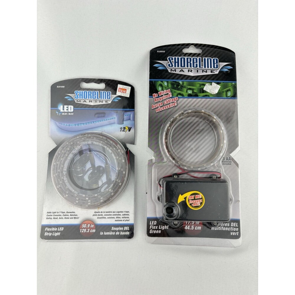 Lot Of‎ 2 Shoreline Marine Flex LED Lights - Green & Blue - 50.9 & 17.5 Inches